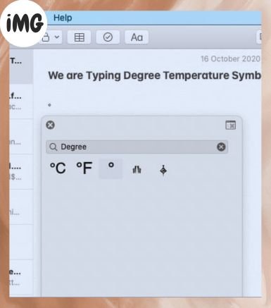 How to type degree° symbol on Mac